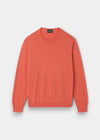 Men's Cotton Cashmere Crew Neck Jumper in Coral