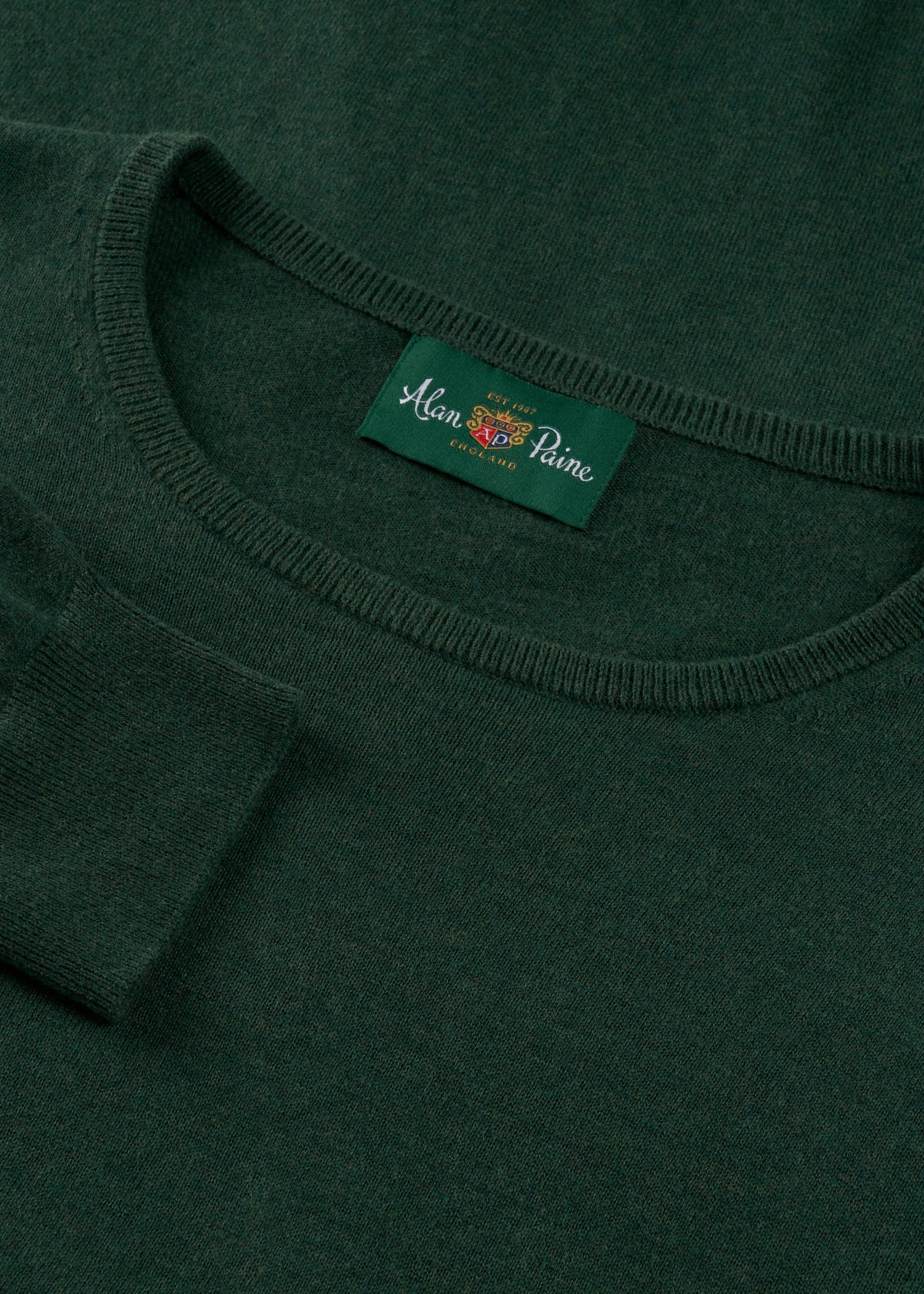 Men's Cotton Cashmere Crew Neck Jumper in Dark Green