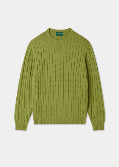 Men's Cotton Cashmere Crew Neck Jumper in Green