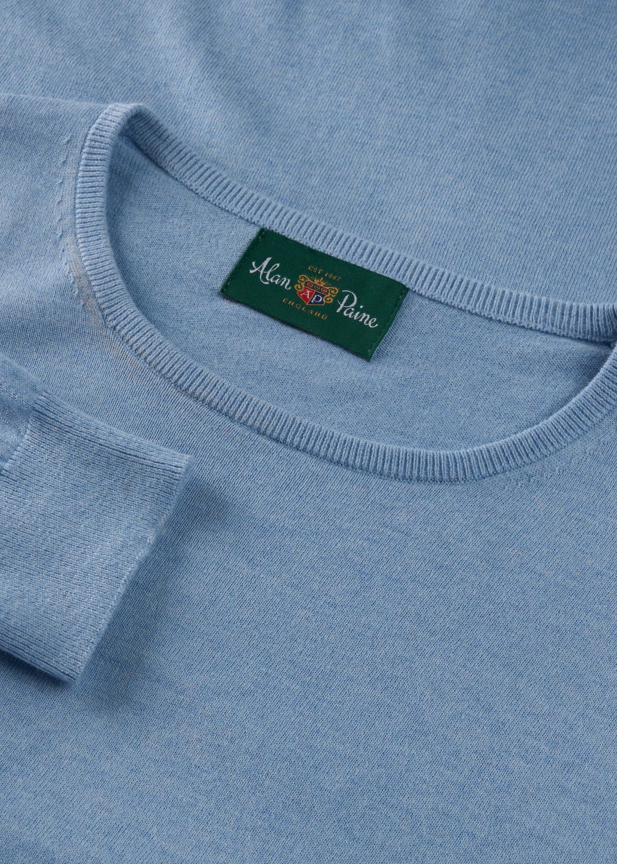 Men's Cotton Cashmere Crew Neck Jumper in Light Blue