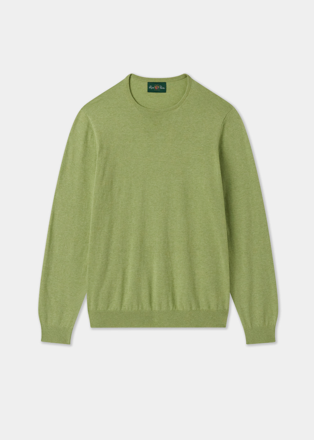 Men's Cotton Cashmere Crew Neck Jumper in Pale Green