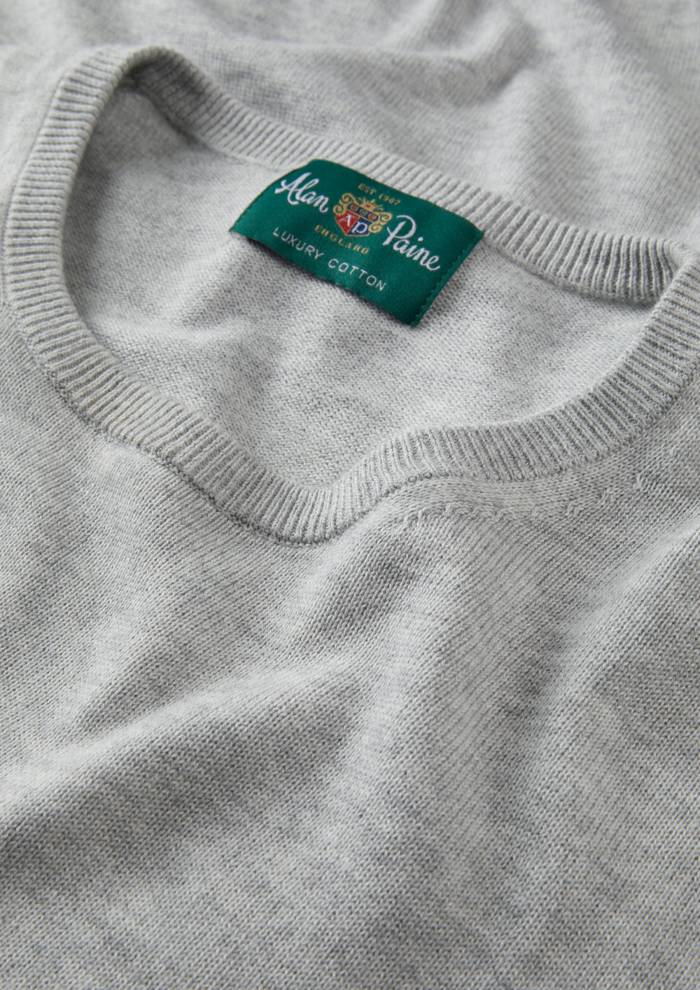 Men's Cotton Cashmere Crew Neck Jumper in Light Grey