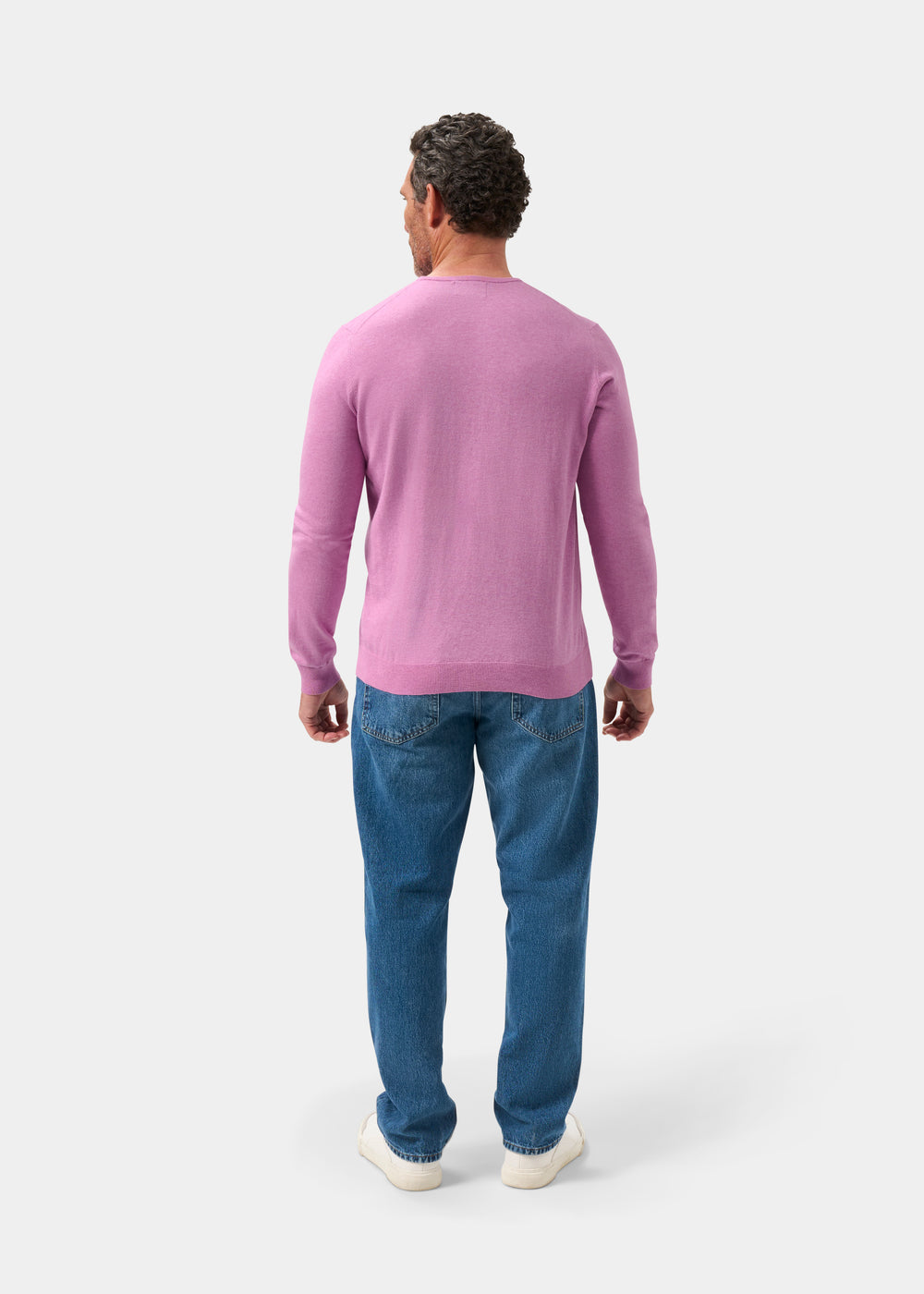 Men's Luxury Cotton Crew Neck Jumper In Lavender