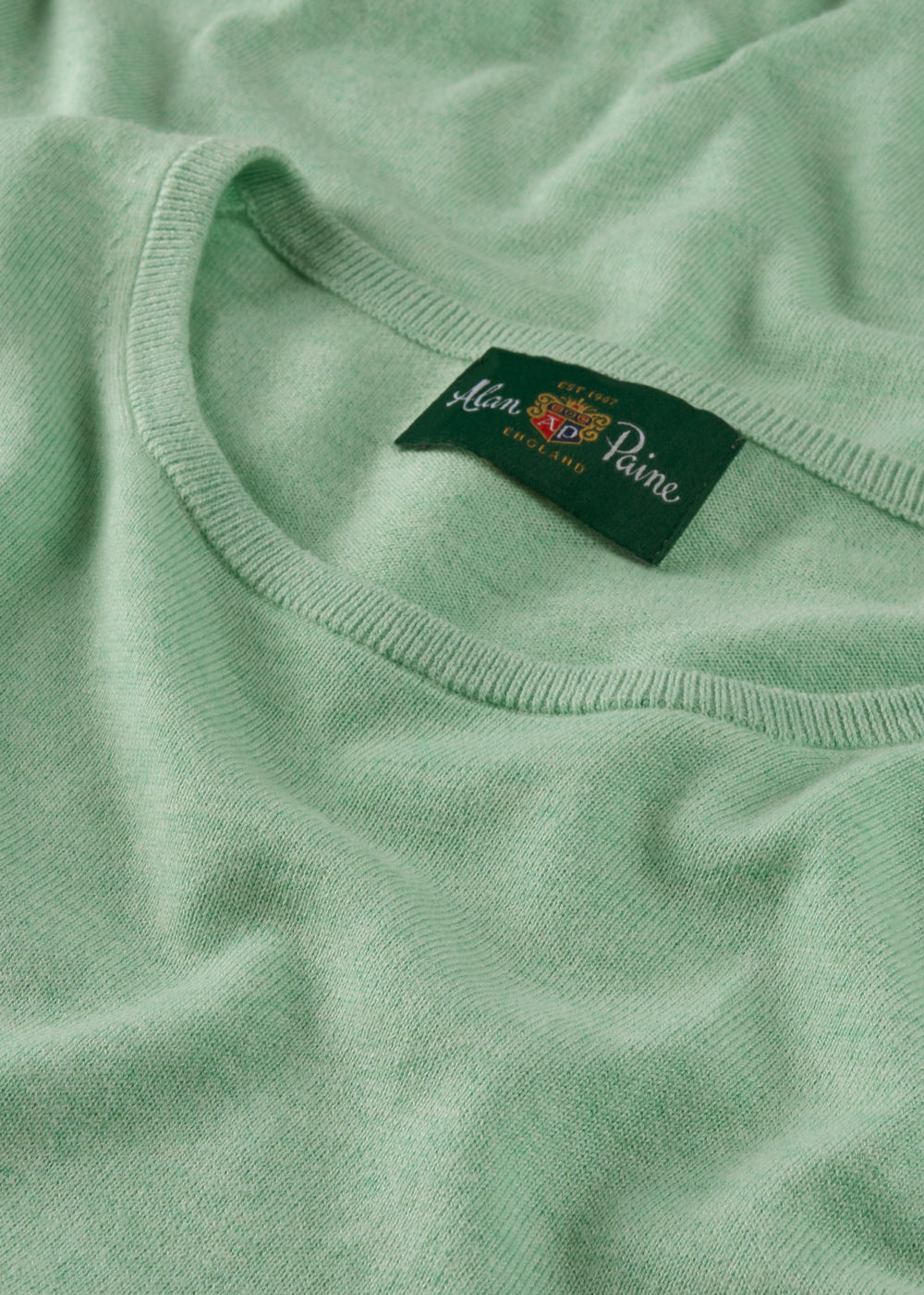 Men's Cotton Cashmere Crew Neck Jumper in Pale Green
