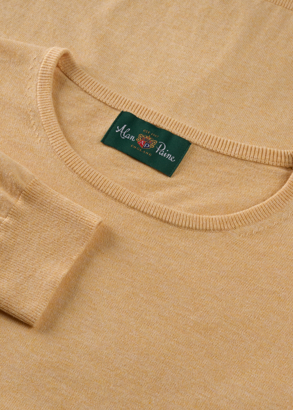 Men's Cotton Cashmere Crew Neck Jumper in Yellow