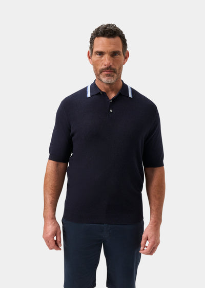 Men's Cotton Cashmere Polo Shirt in Navy