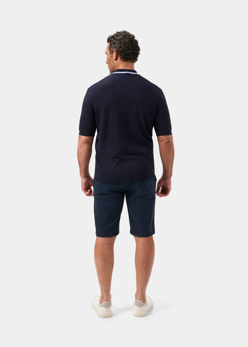 Men's Cotton Cashmere Polo Shirt in Navy