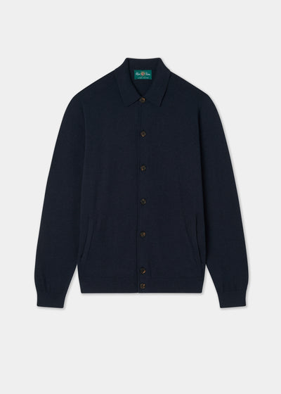Men's Cotton Cashmere Collared Shirt in Navy