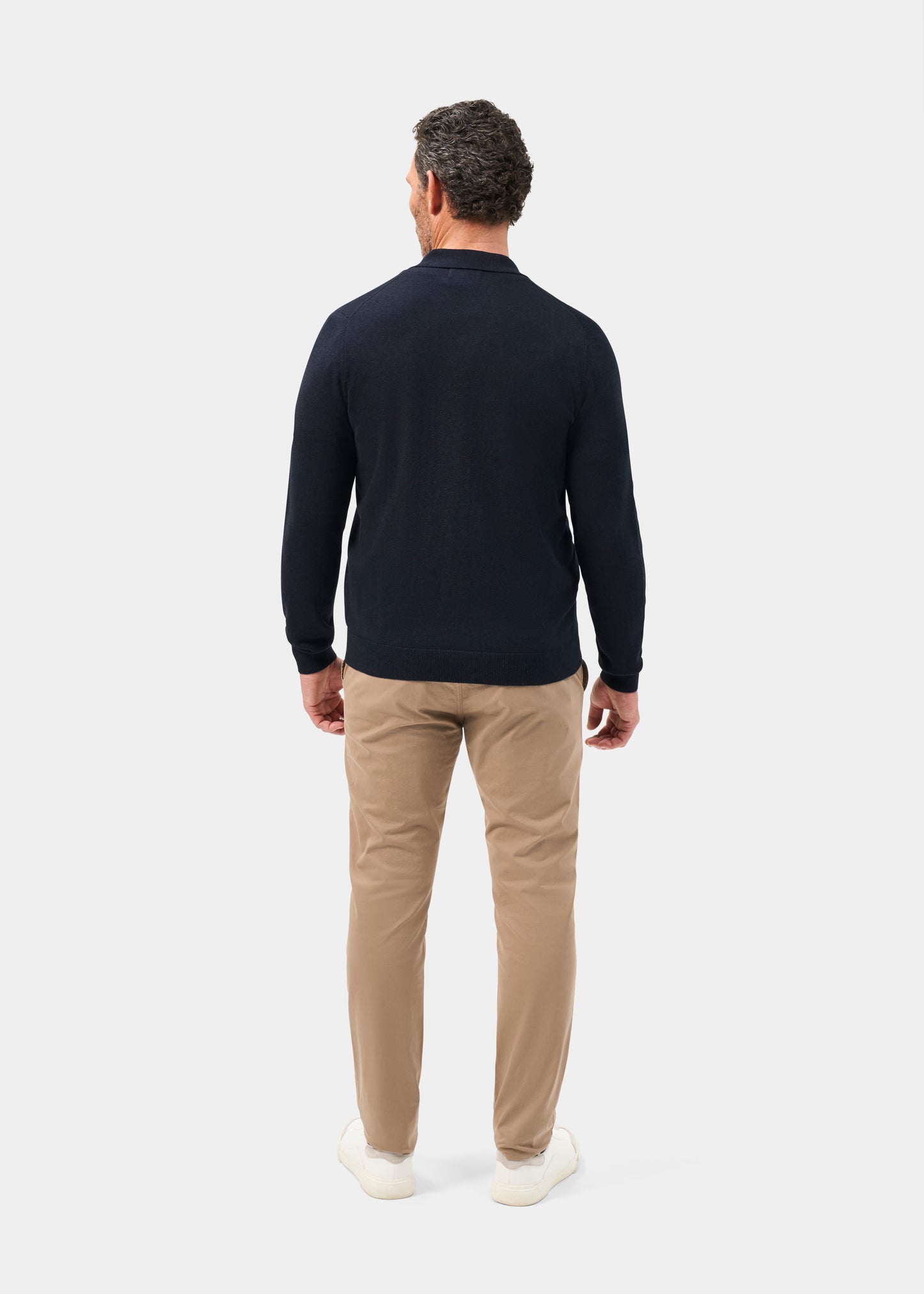 Men's Cotton Cashmere Collared Shirt in Navy