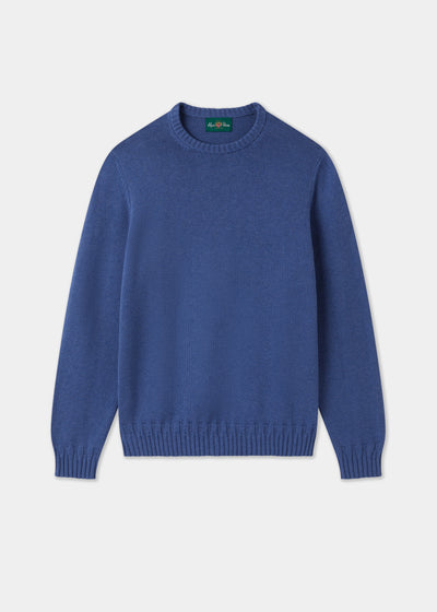 Men's Cotton Cashmere Crew Neck Jumper in Blue
