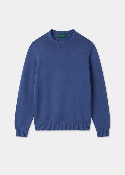 Men's Cotton Cashmere Crew Neck Jumper in Blue