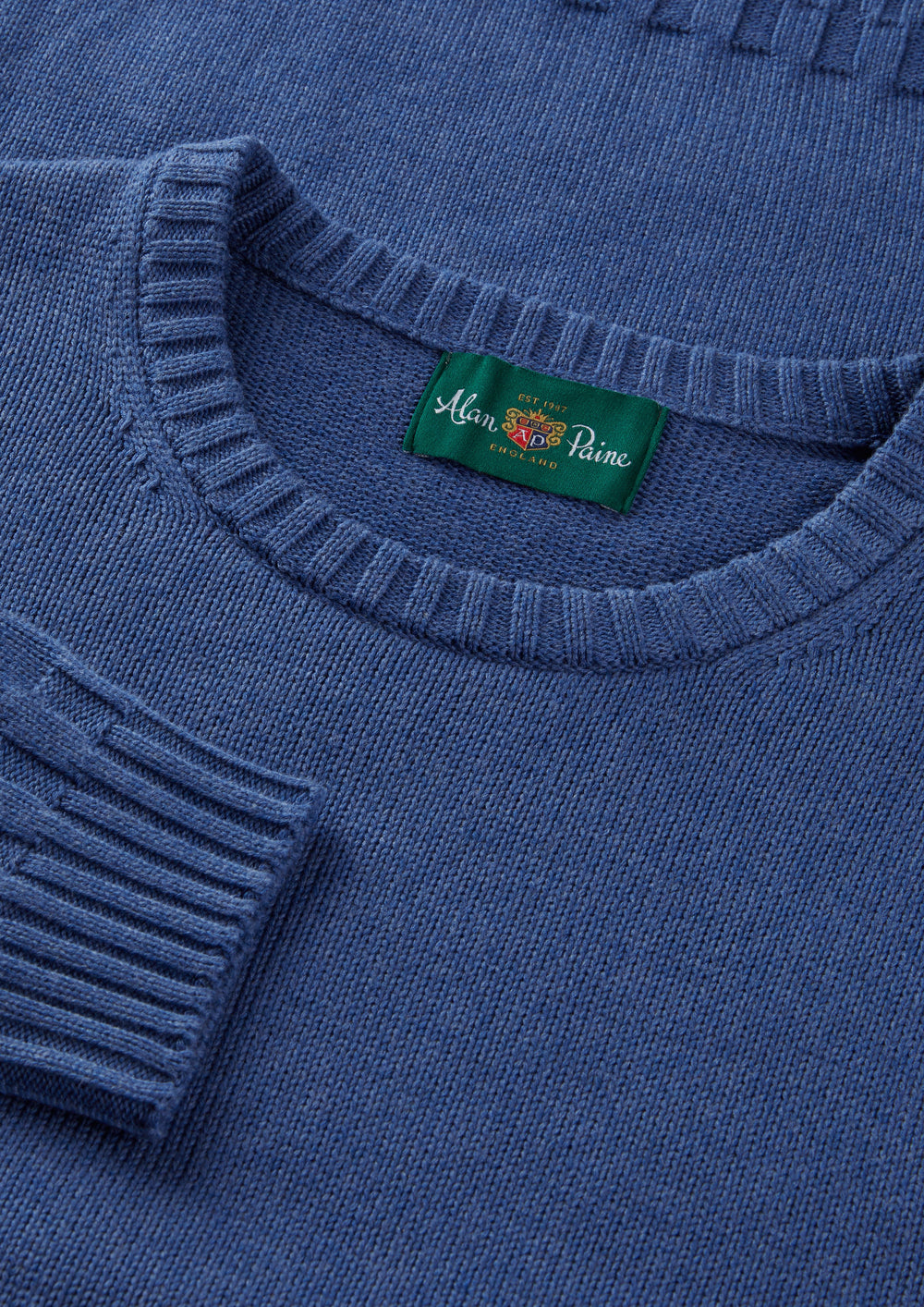 Men's Cotton Cashmere Crew Neck Jumper in Blue
