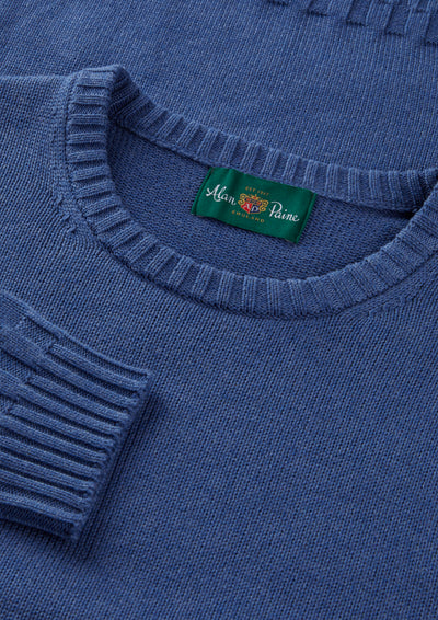 Men's Cotton Cashmere Crew Neck Jumper in Blue