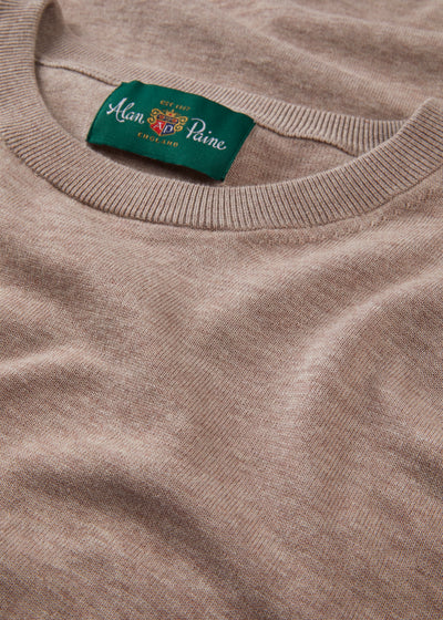 Men's Cotton Crew Neck Jumper in Brown