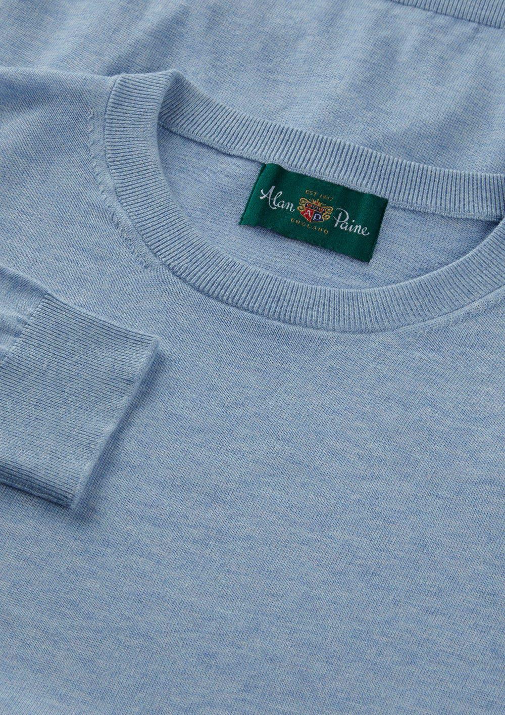 Men's Cotton Crew Neck Jumper in Light Blue