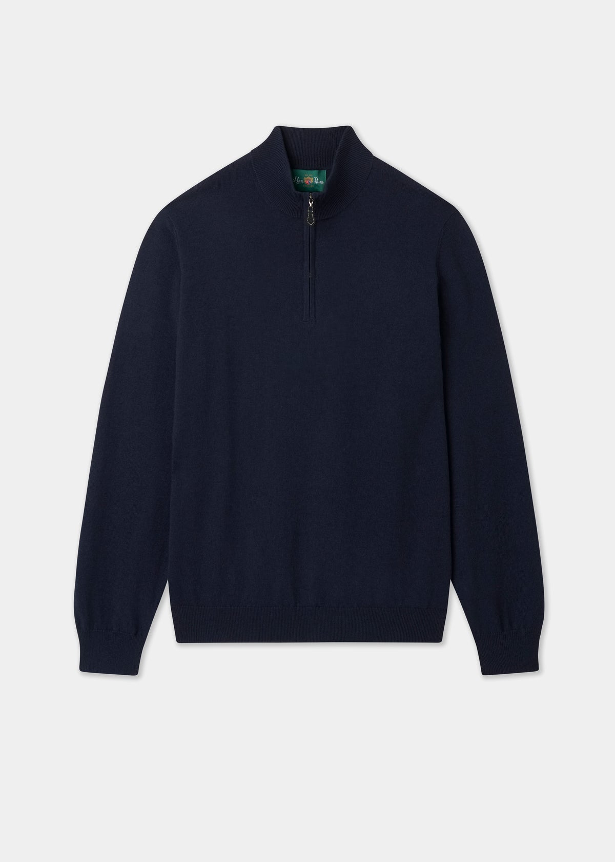 Men's Cotton Merino Quarter Zip Neck Jumper in Dark Navy