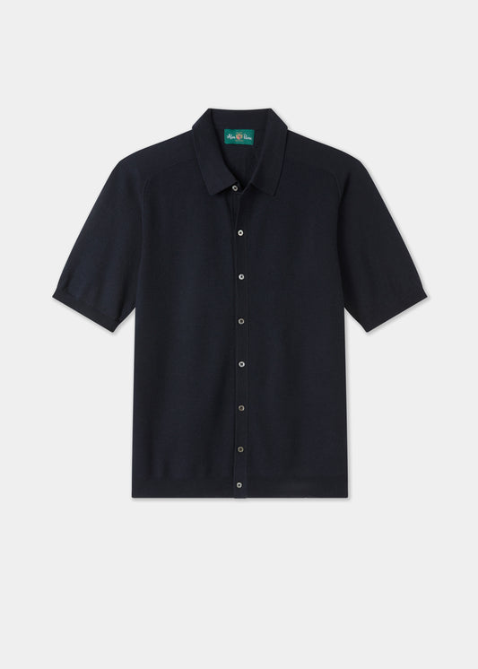 Men's Cotton Merino Shirt in Navy