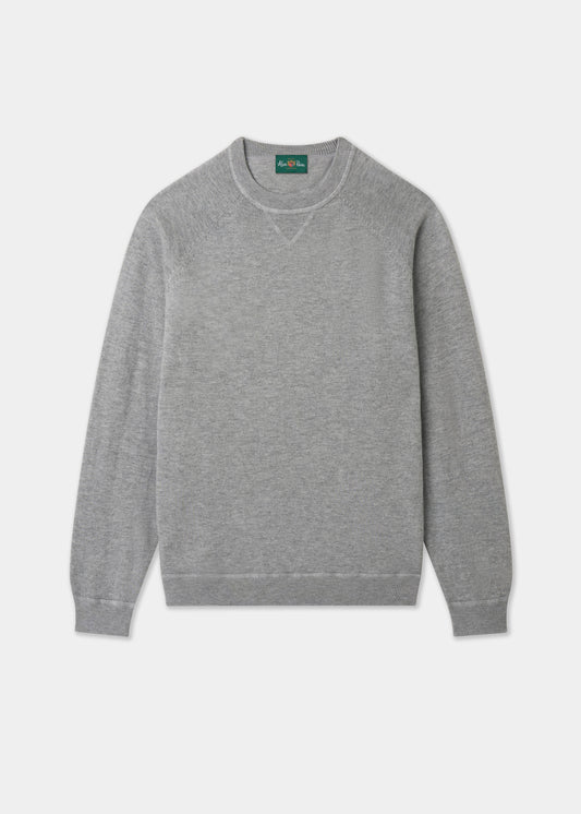 Men's Cotton Merino Crew Neck Sweatshirt Jumper in Light Grey