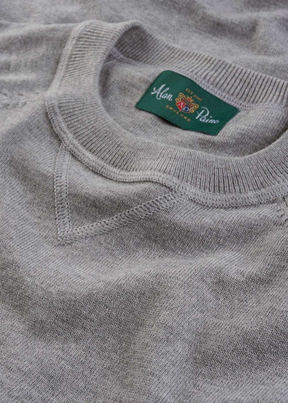 Men's Cotton Merino Crew Neck Sweatshirt Jumper in Light Grey