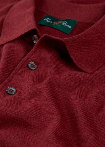Men's Cotton Polo Shirt in Dark Red