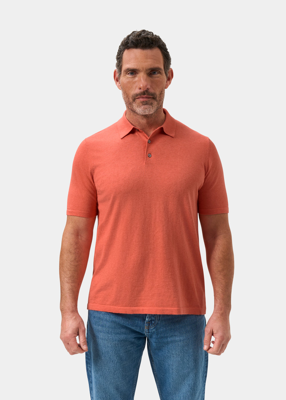 Men's Cotton Polo Shirt in Melba Orange