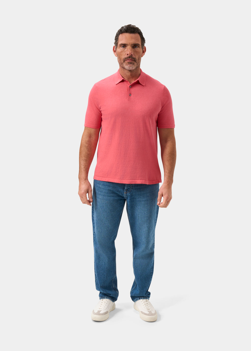 Men's Cotton Polo Shirt in Pink