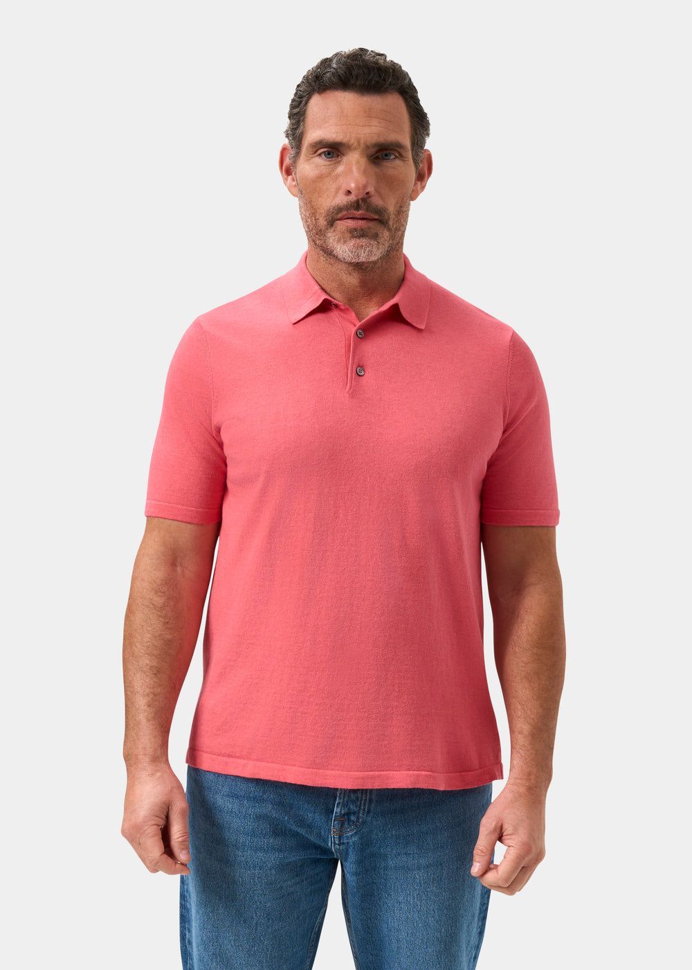 Men's Cotton Polo Shirt in Pink