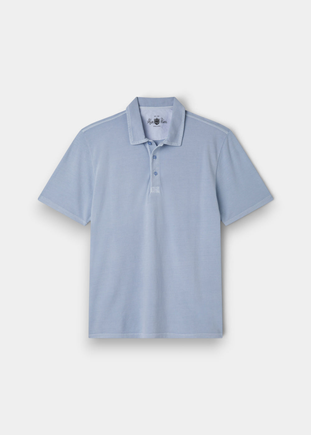 Weymouth Pure Cotton Washed Effect Polo Shirt In Light Blue - Regular Fit