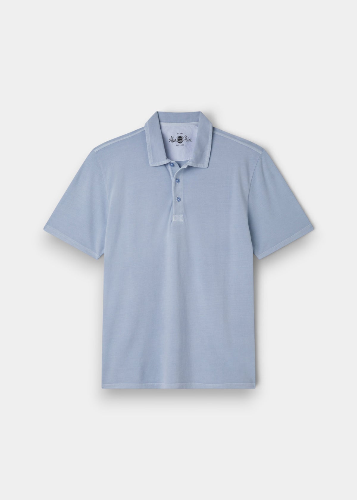 Weymouth Pure Cotton Washed Effect Polo Shirt In Light Blue - Regular Fit