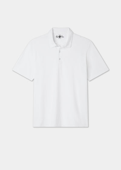 Men's Pique Cotton Polo Shirt in White