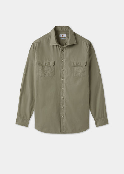 Mens Cotton Long Sleeve Shirt in Green