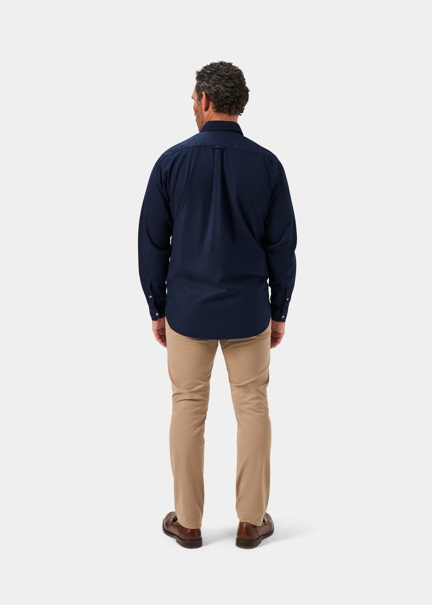 Mens Cotton Long Sleeve Shirt in Navy