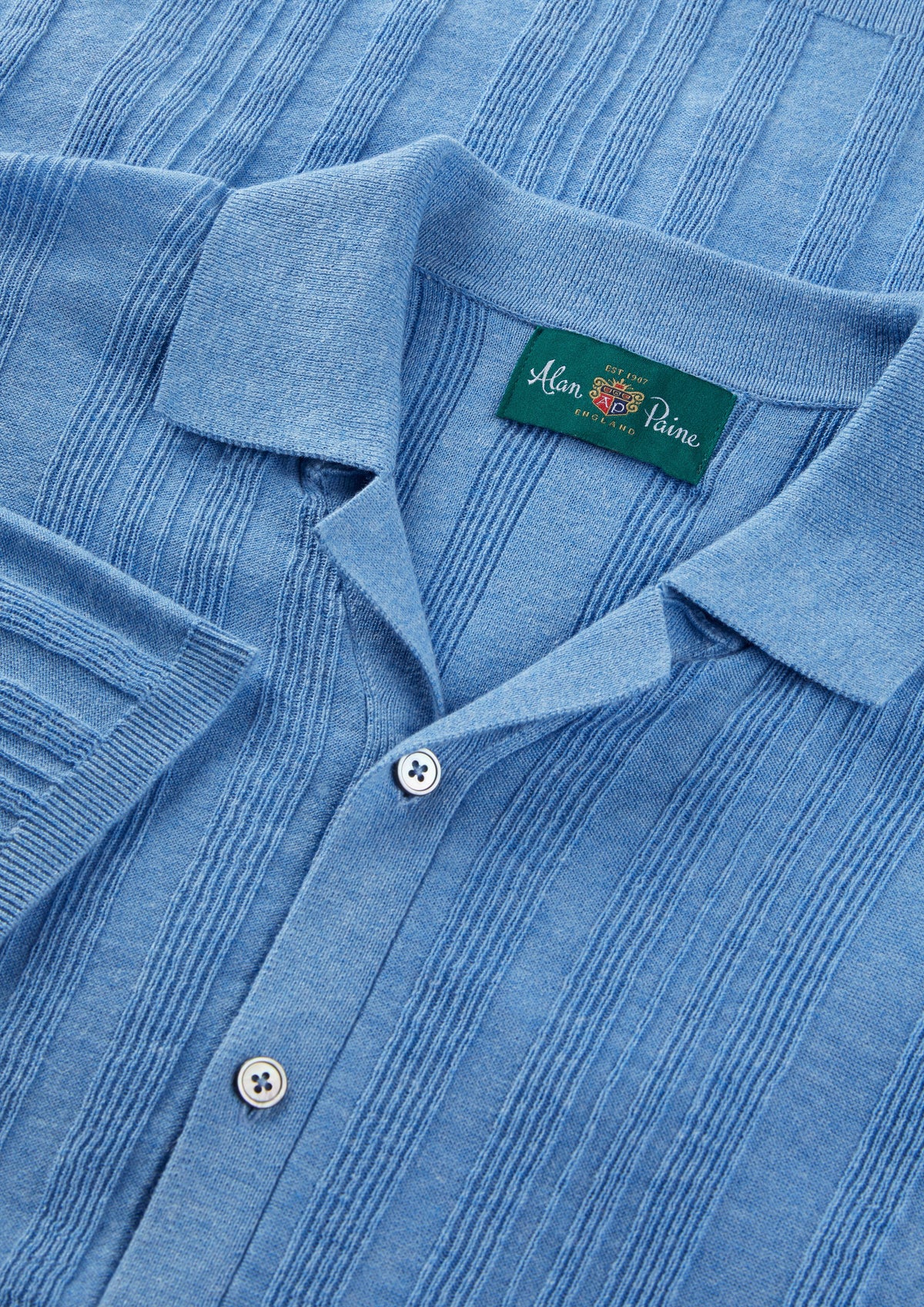Men's Cotton Revere Collar Shirt in Blue