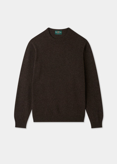 Men's Geelong Wool Crew Neck Jumper in Cocoa