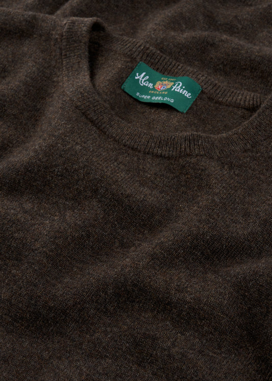Men's Geelong Wool Crew Neck Jumper in Cocoa