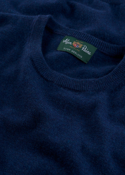 Men's Geelong Wool Crew Neck Jumper in Indigo