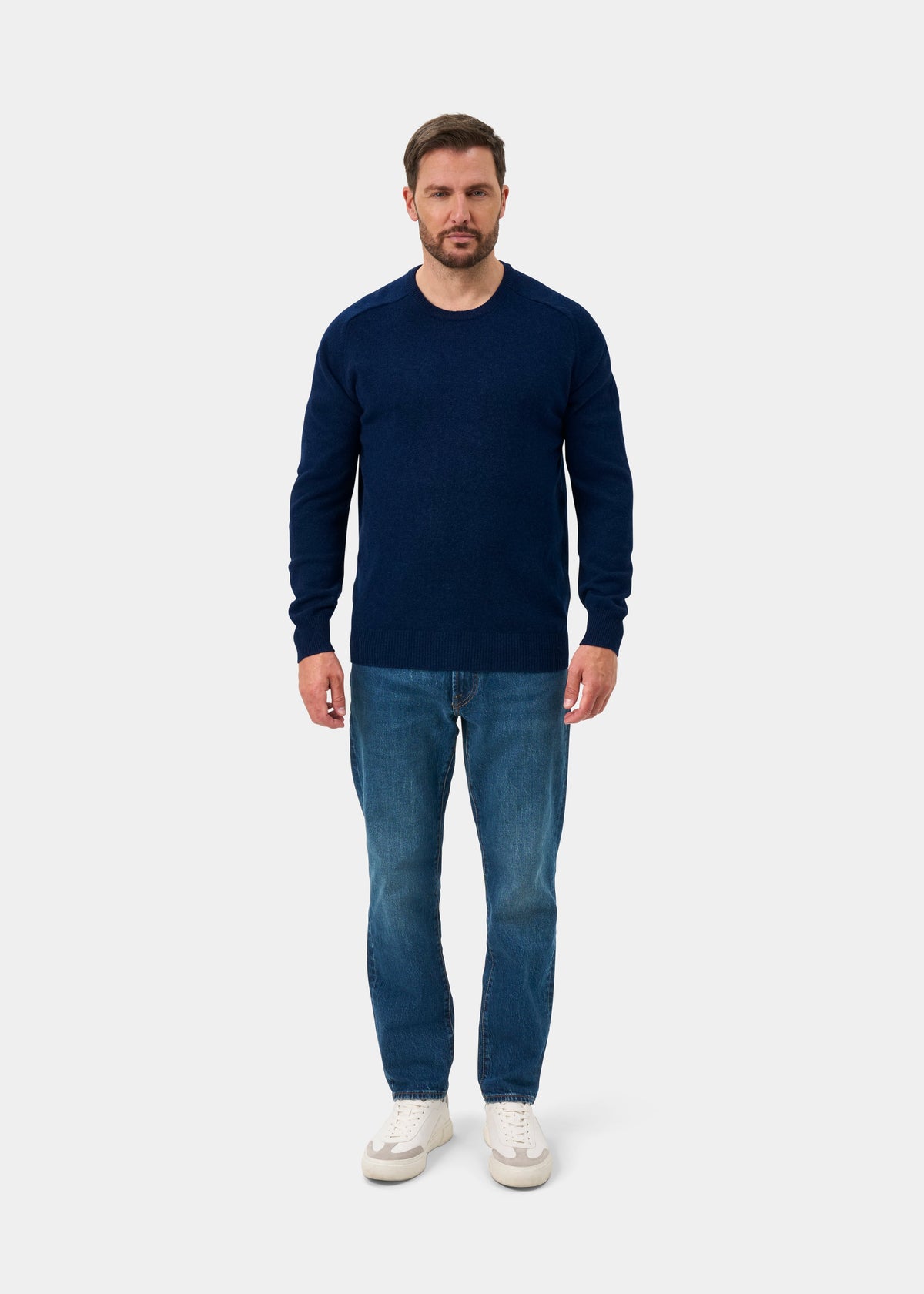 Brisbane Geelong Wool Crew Neck Jumper In Indigo - Regular Fit