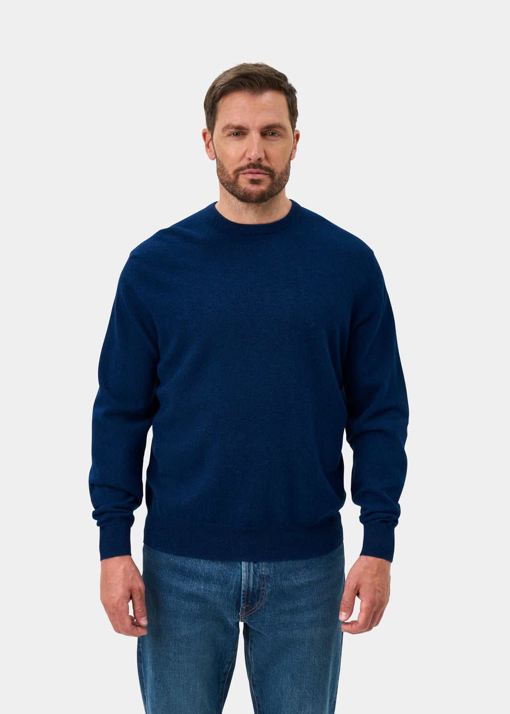 Brisbane Geelong Wool Crew Neck Jumper In Indigo - Regular Fit