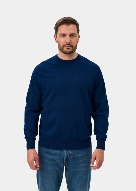 Brisbane Geelong Wool Crew Neck Jumper In Indigo - Regular Fit