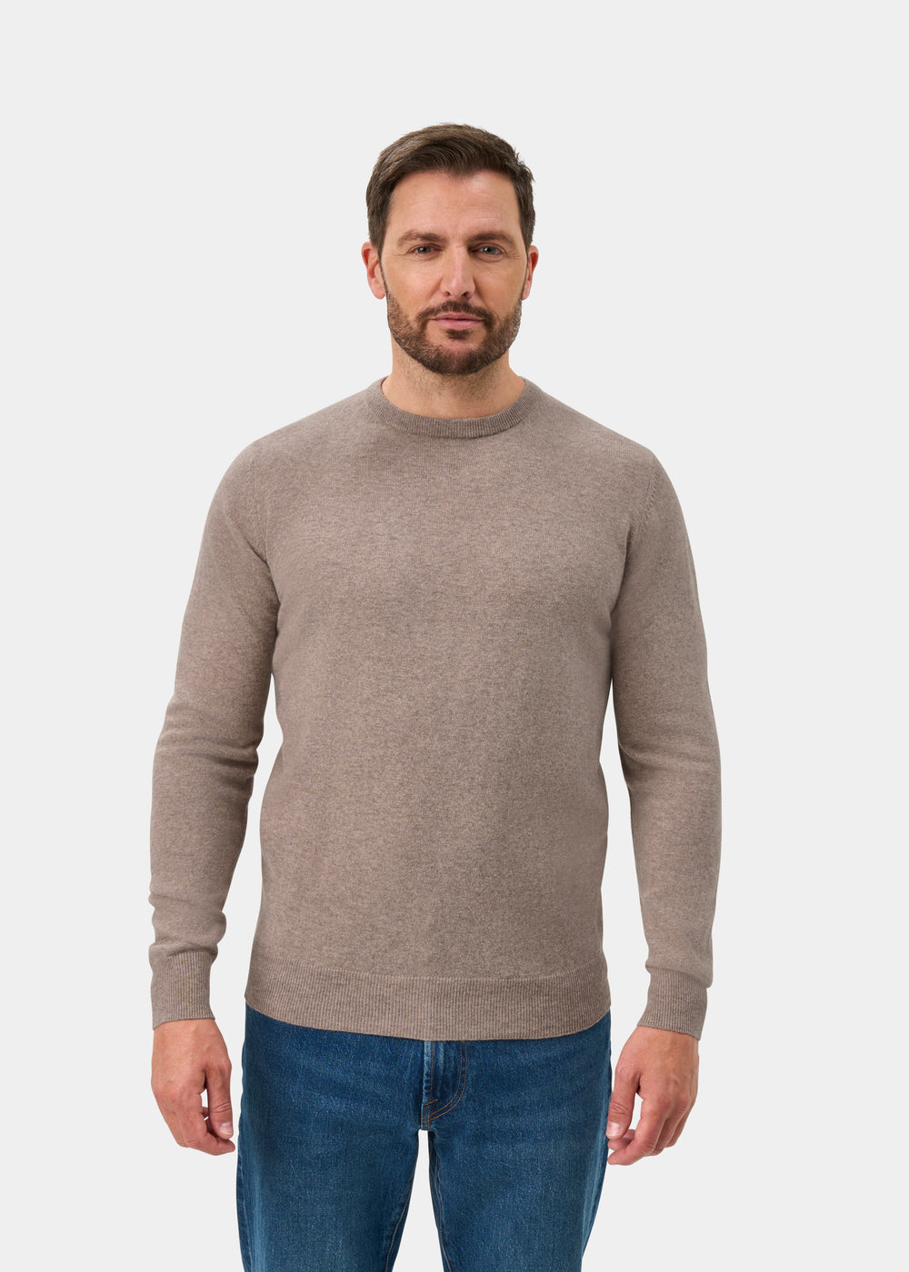 Brisbane Geelong Wool Jumper in Mushroom - Regular Fit