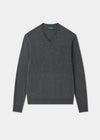 Men's Geelong Wool Vee Neck Jumper in Derby