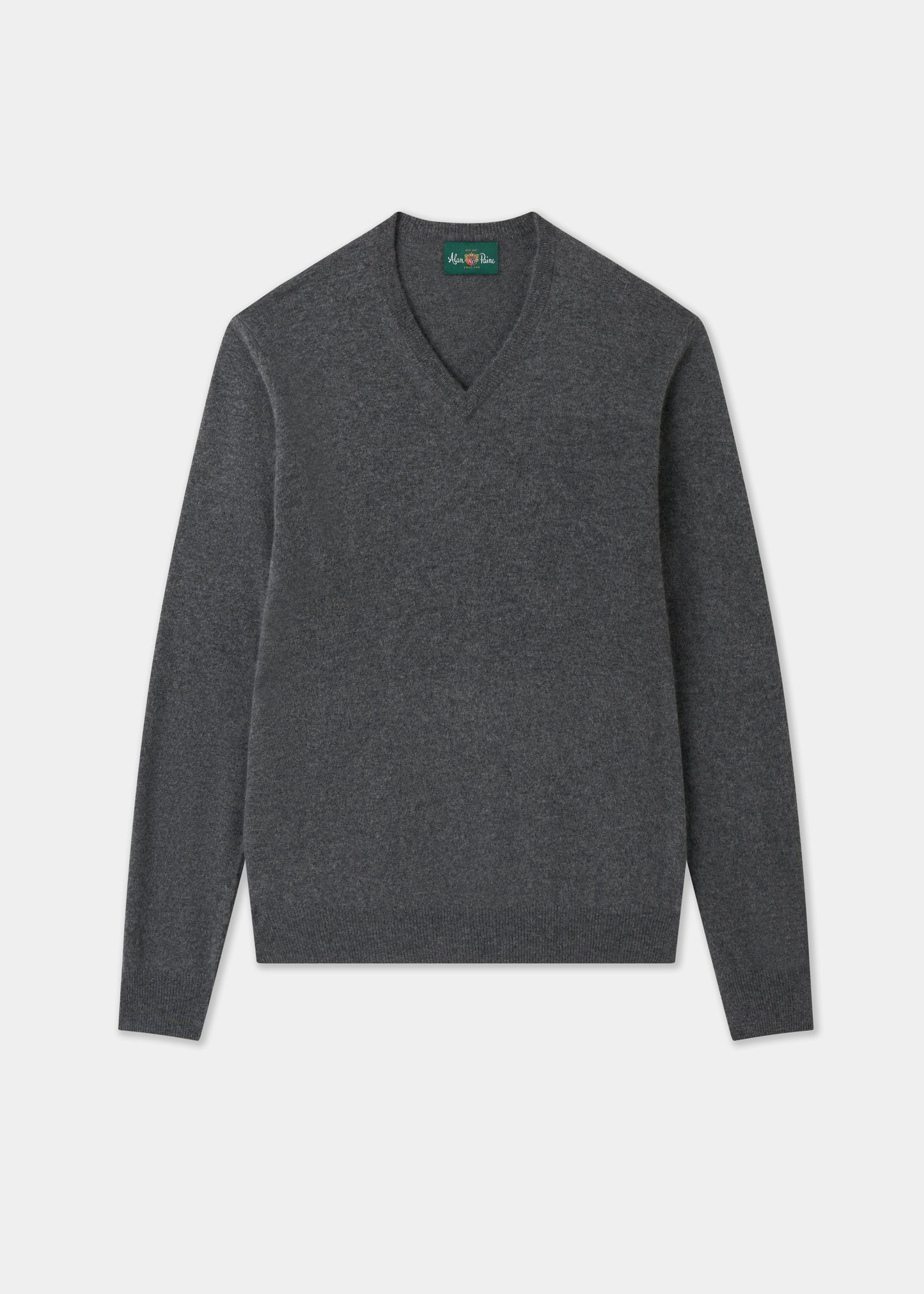 Men's Geelong Wool Vee Neck Jumper in Derby