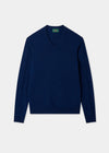 Men's Geelong Wool Vee Neck Jumper in Indigo