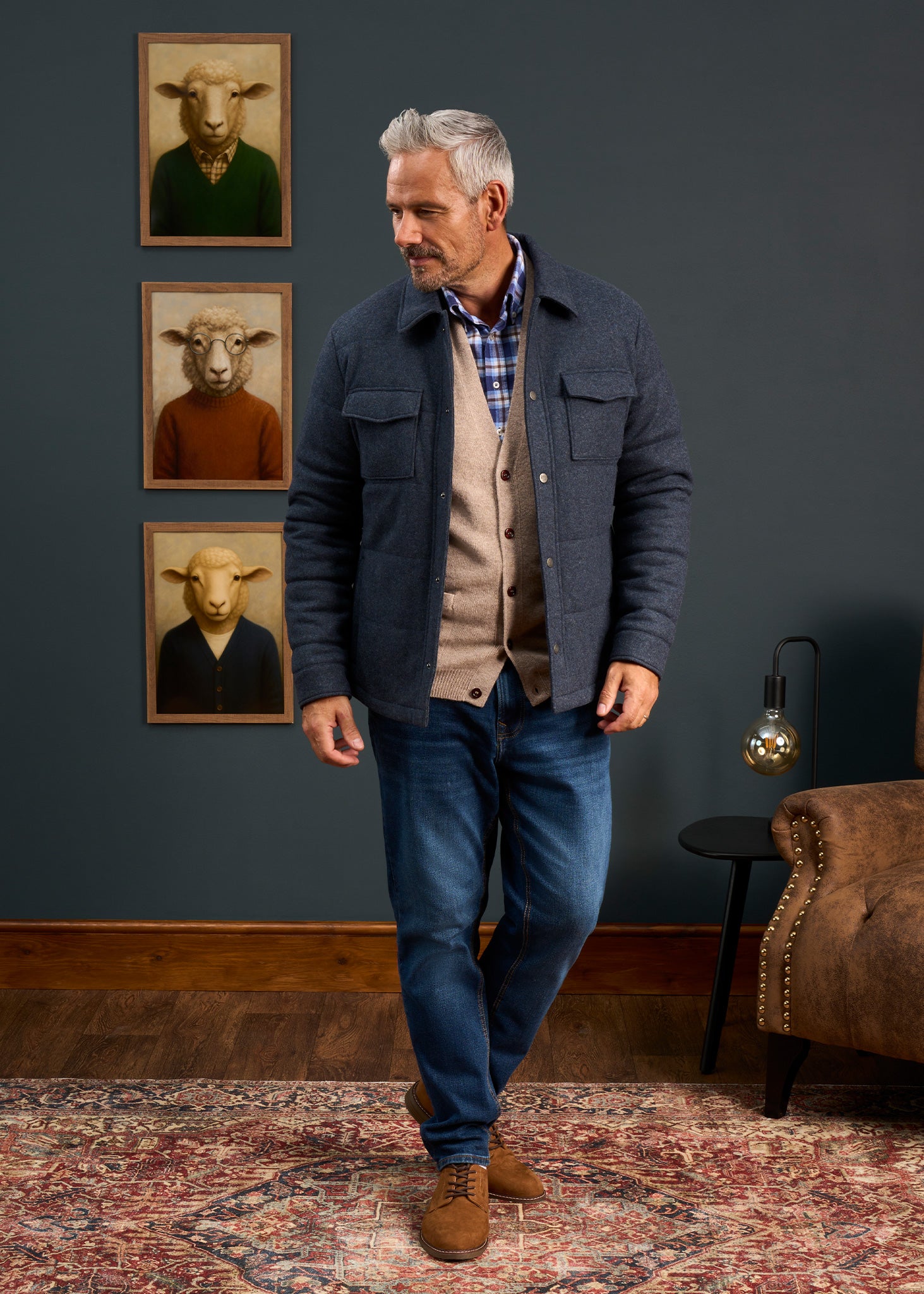 Mens-Knitted-Quilted-Shacket-Navy