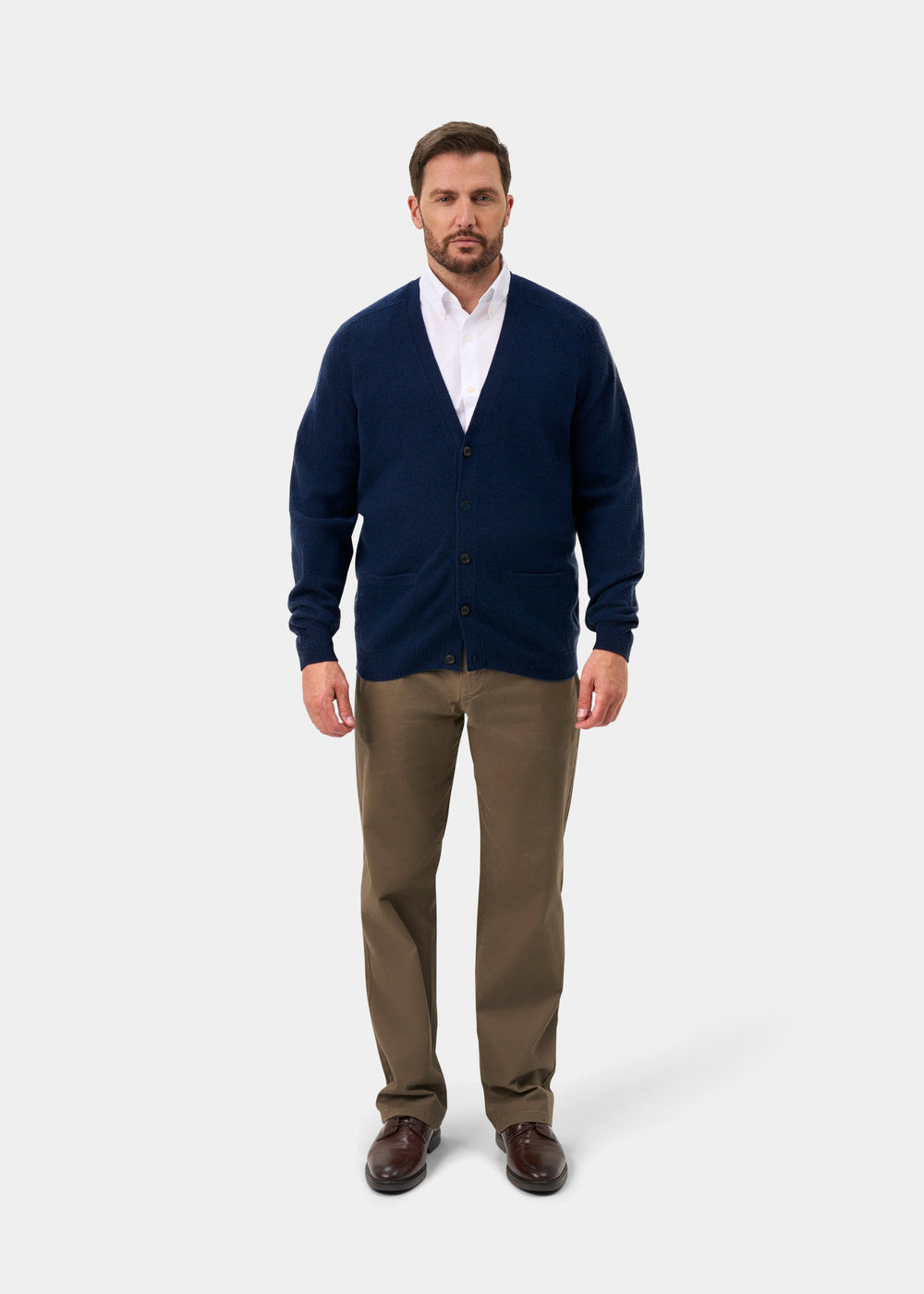 Cornwall Lambswool V-Neck Cardigan In Indigo - Classic Fit