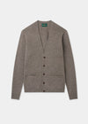 Men's Lambswool Vee Neck Cardigan Jumper in Vole