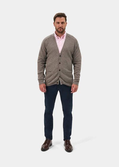 Cornwall Lambswool Cardigan in Vole - Classic Fit