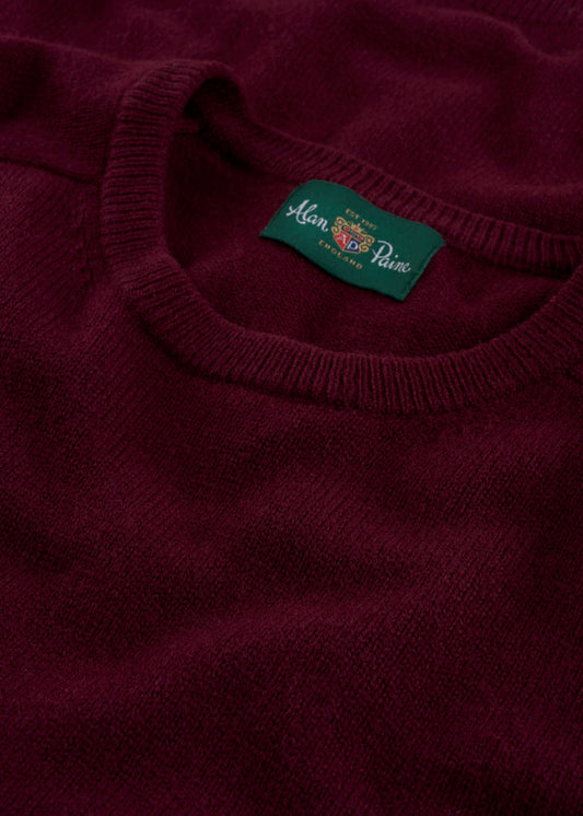 Men's Lambswool Crew Neck Jumper in Bordeaux