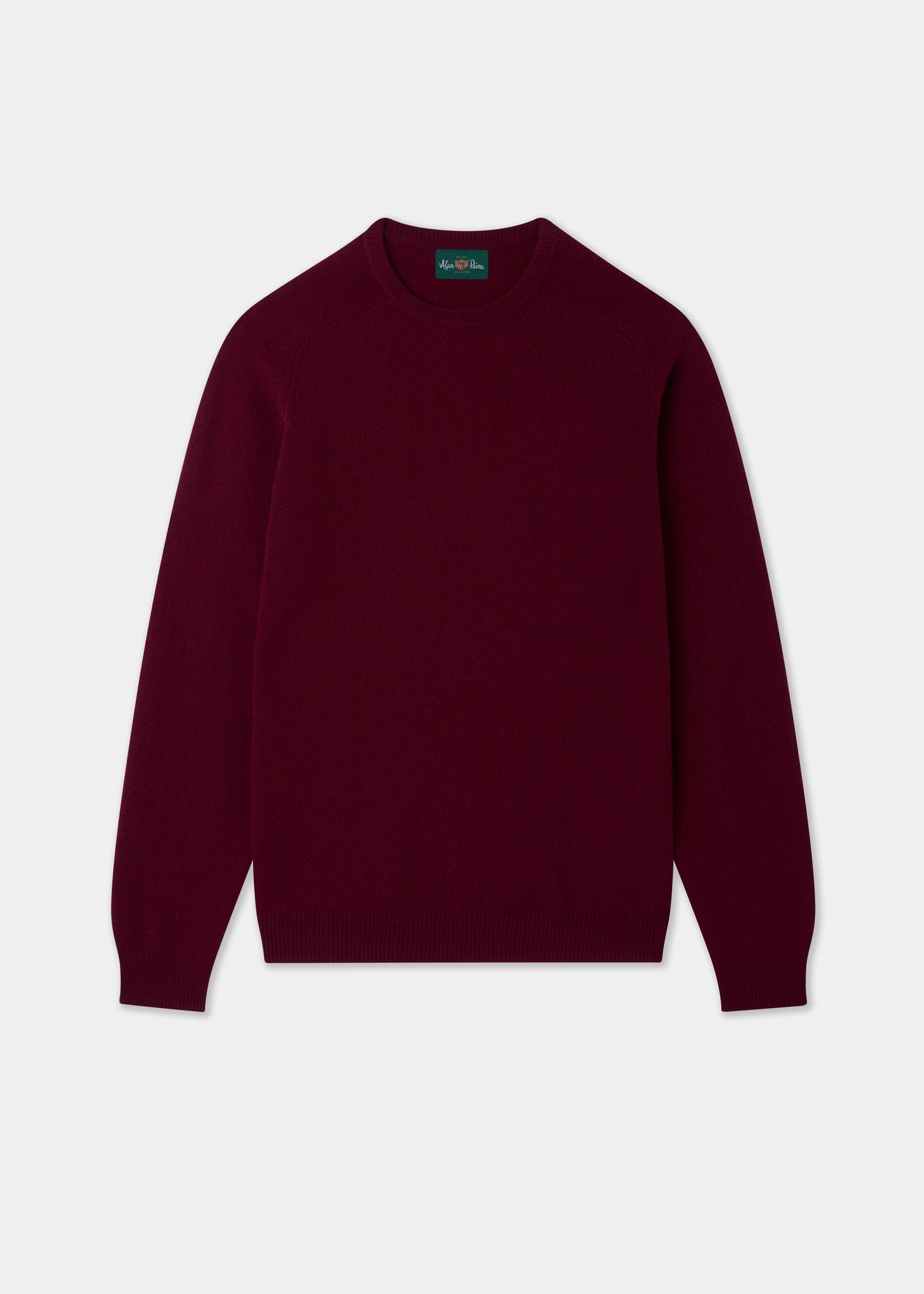Men's Lambswool Crew Neck Jumper in Bordeaux