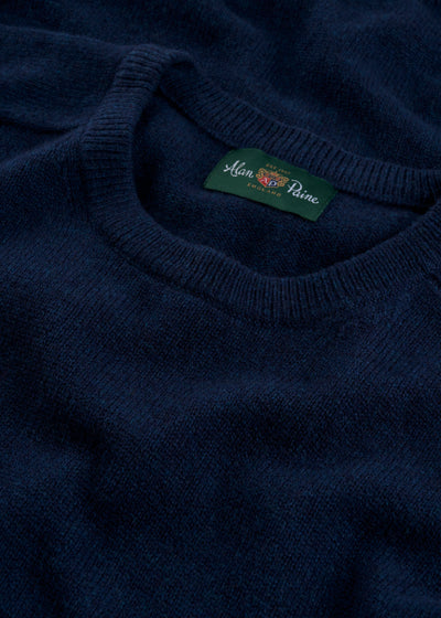 Men's Lambswool Crew Neck Jumper in Indigo
